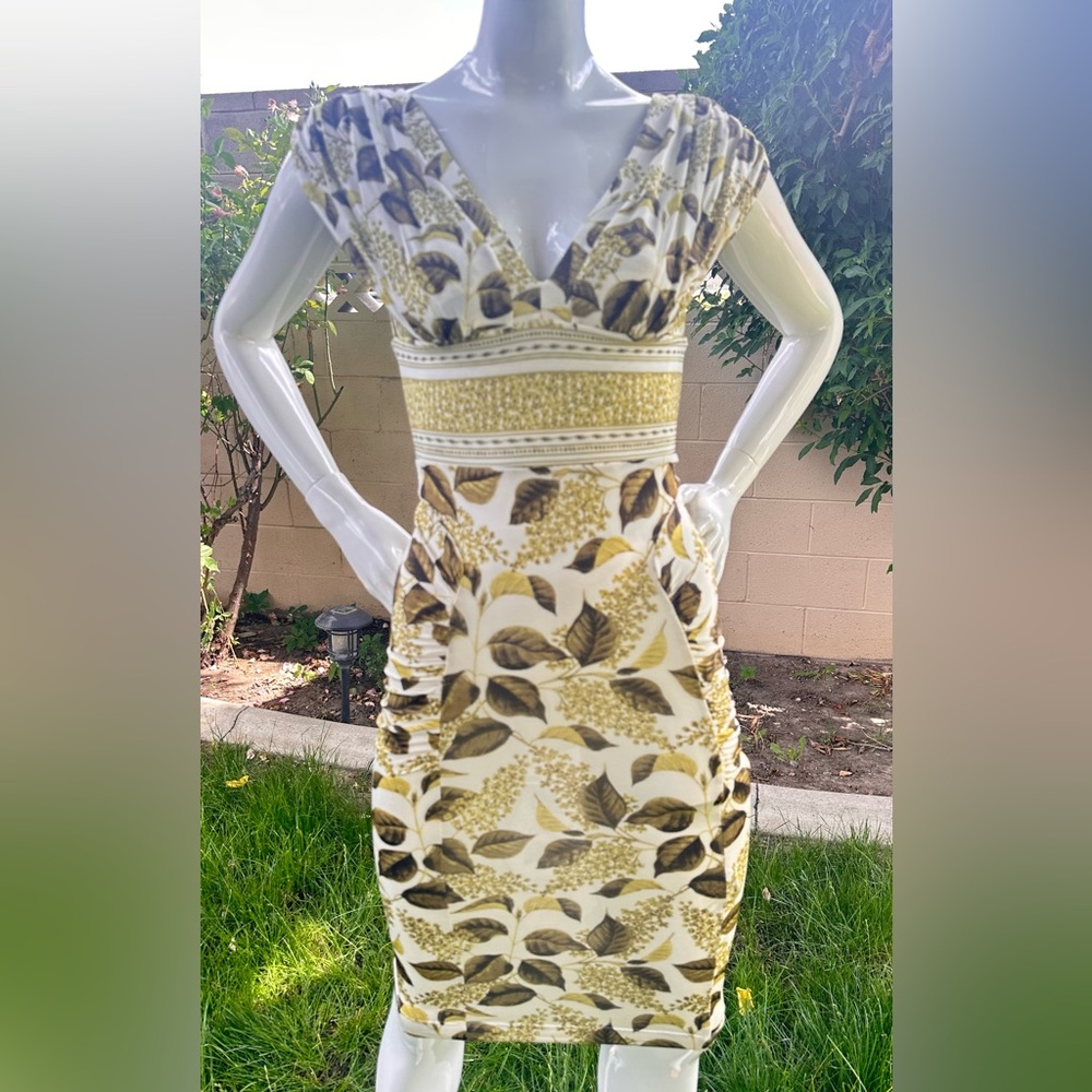 Just Cavalli Gold and Cream Sleeveless Midi Dress P84T